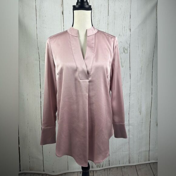 NWT H&M Pastel Pink Tunic Blouse V-Neck - Picture 1 of 6